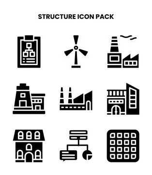 Structure Glyph Icons Pack Stock Illustration