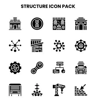 Structure Glyph Icons Pack Stock Illustration