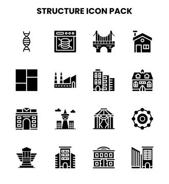 Structure Glyph SVG Icons Pack 스톡 일러스트