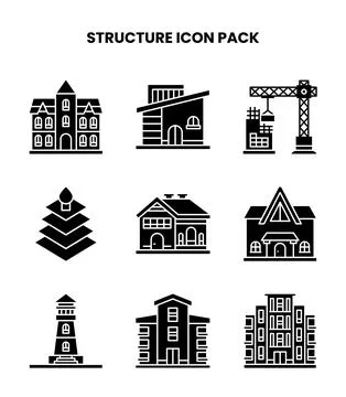 Structure Glyph UI Icons Pack Stock Illustration