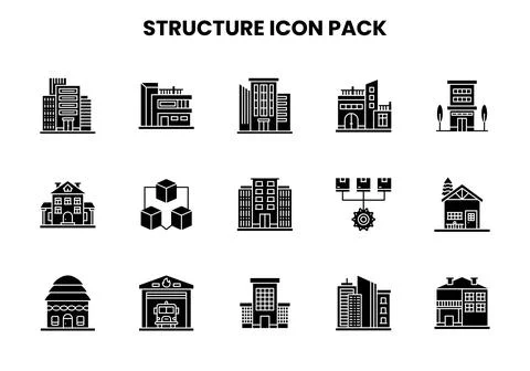 Structure Glyph UI Icons Pack Illustrazione stock