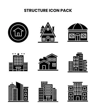 Structure Glyph Vector Icons Pack Illustrazione stock