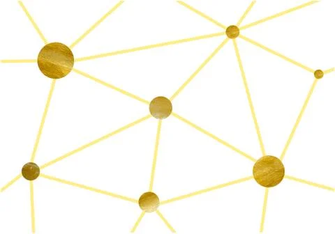 Structure of golden dots and lines, vector Stock Illustration