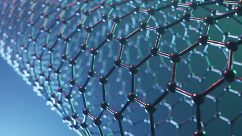 Structure of the graphene or carbon surface, abstract nanotechnology hexagonal Stockbeeldmateriaal 145767379