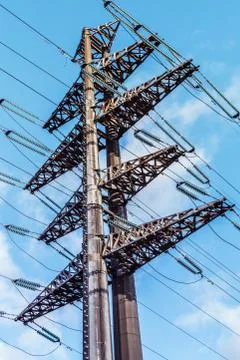 Structure of the high-voltage electrical metal supports Foto stock