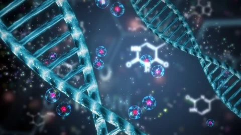 Structure of the human DNA double helix with cells division Stock Footage