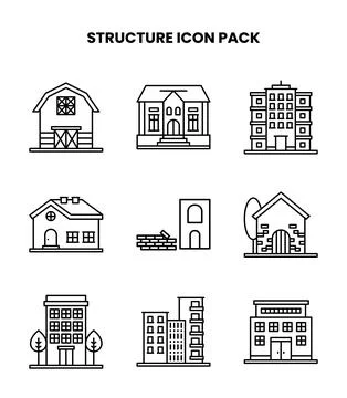 Structure Line Bundle Icons Pack 스톡 일러스트