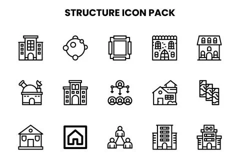 Structure Line Bundle Icons Pack 스톡 일러스트