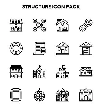 Structure Line Collection Icons Pack Stock Illustration