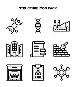 Structure Line Icons Pack Stock Illustration