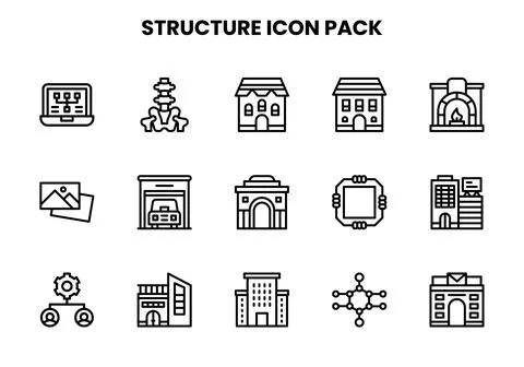 Structure Line Icons Pack Stock Illustration