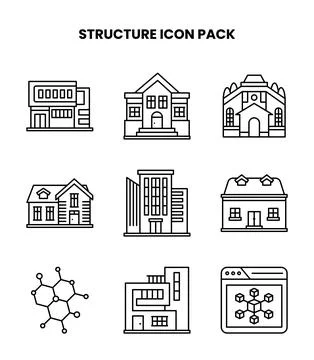 Structure Line Scalable Icons Pack 스톡 일러스트