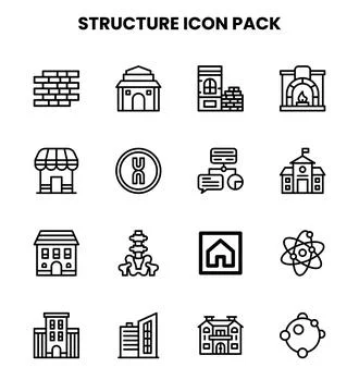 Structure Line Set Icons Pack 스톡 일러스트