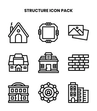 Structure Line Set Icons Pack Illustrazione stock