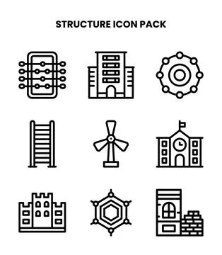 Structure Line Set Icons Pack Stock Illustration