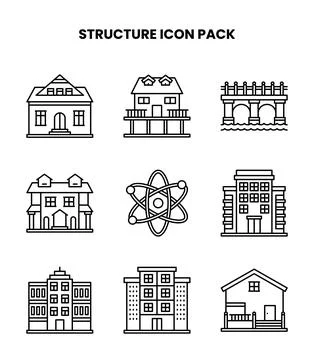 Structure Line Vector Icons Pack 스톡 일러스트