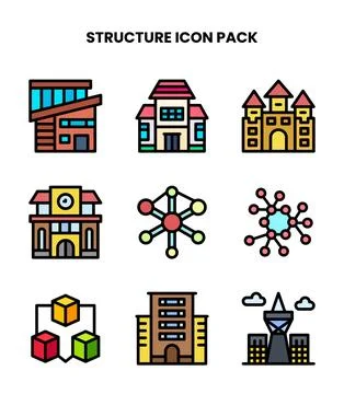 Structure Lineal Color Bundle Icons Pack イラスト素材