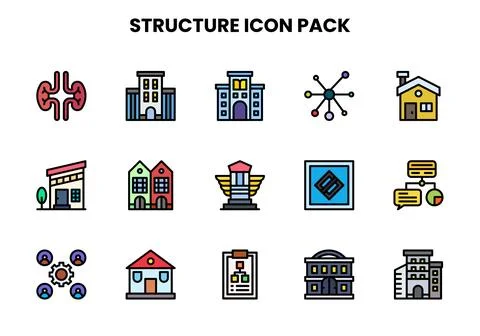 Structure Lineal Color Graphics Icons Pack Stock Illustration