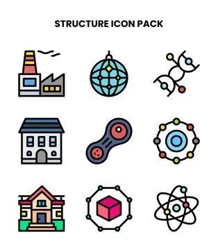 Structure Lineal Color Icons Pack Stockillustratie