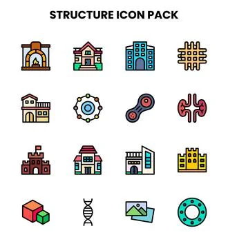 Structure Lineal Color Vector Icons Pack 스톡 일러스트