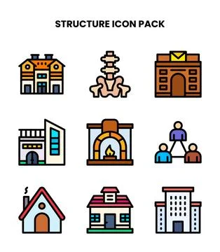 Structure Lineal Color Vector Icons Pack Stock Illustration