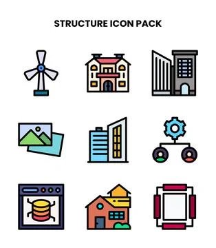 Structure Lineal Color Vector Icons Pack Stock Illustration