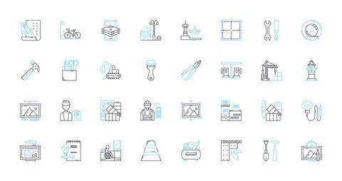 Structure linear icons set. Architecture, Framework, Design, Organization Ilustración de archivo