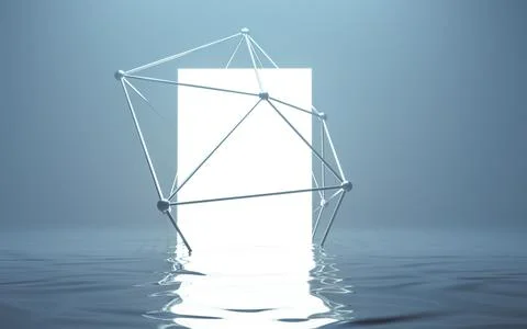 Structure lines with water surface, 3d rendering. Illustrazione stock