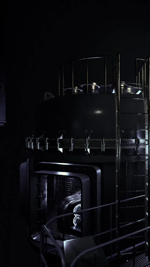 Structure located in a dark environment featuring metal and industrial elements Stock Footage 337958561