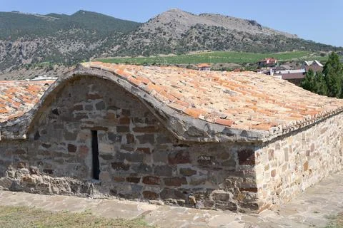 The structure is made of ancient stone Stock Photos