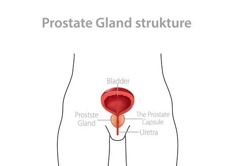 Structure of male prostate. Genitourinary internal anatomy of man with bladder 스톡 일러스트