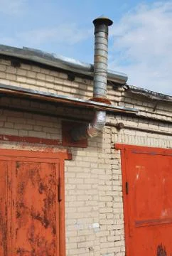Structure of metal pipe stove heating. Foto stock
