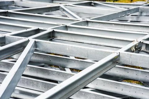 The structure of metal structures stacked in a pile. Metal. In the open. Stock Photos