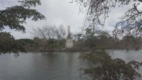 Structure in the Middle of the Lake Stock Footage 316089499