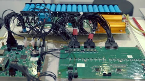 The structure of a modern technological battery with a charging system inside Stock Footage 218339867