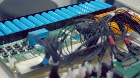The structure of a modern technological battery with a charging system inside Stock Footage 218349092