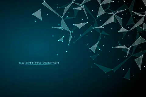 Structure of molecular particles and atom, polygonal abstract background Stock Illustration