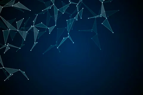 Structure of molecular particles and atom, polygonal abstract background 库存照片