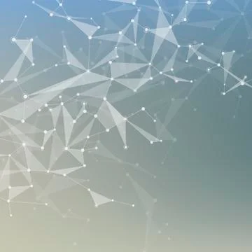 Structure of molecular particles and atom, polygonal abstract background 库存照片