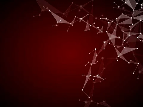 Structure of molecular particles and atom, polygonal abstract background Stockfoto's