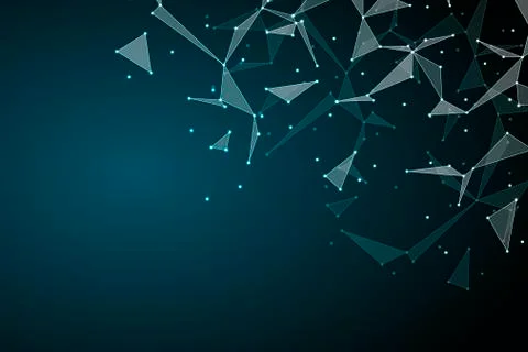 Structure of molecular particles and atom, polygonal abstract background 库存照片