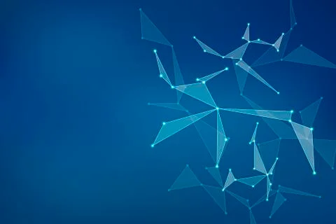 Structure of molecular particles and atom, polygonal abstract background Stock Photos