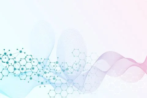 Structure molecule and communication. Dna, atom, neurons. Scientific concep.. Stock Illustration
