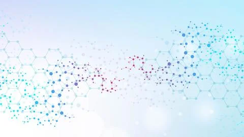 Structure molecule and communication. Dna, atom, neurons. Scientific concept for Stock Illustration