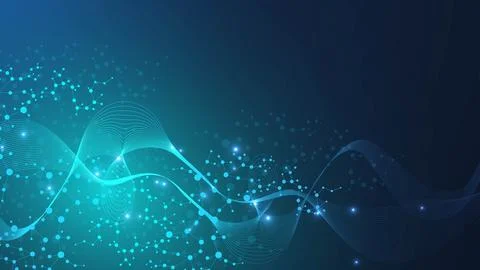 Structure molecule and communication. Dna, atom, neurons. Scientific concept for Stock Illustration