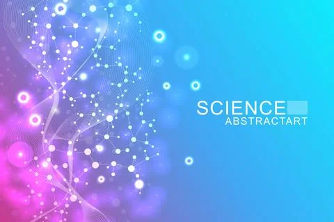 Structure molecule and communication. Dna, atom, neurons. Scientific concept for Stock Illustration