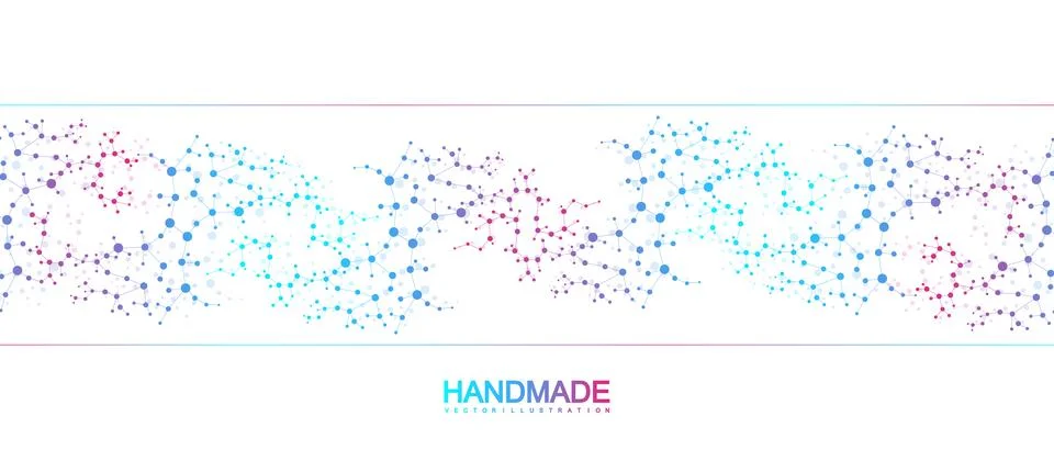 Structure molecule and communication. DNA, atom, neurons. Scientific concept for Illustrazione stock