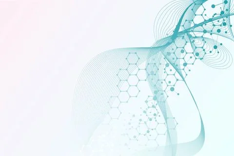 Structure molecule and communication. Dna, atom, neurons. Scientific concept for Stock Illustration