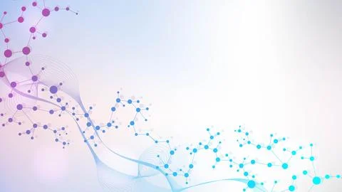 Structure molecule and communication. DNA, atom, neurons. Scientific concept for Illustrazione stock