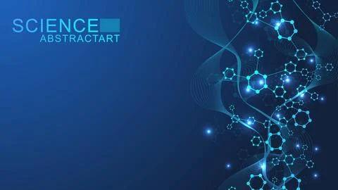 Structure molecule and communication. Dna, atom, neurons. Scientific concept for Stock Illustration